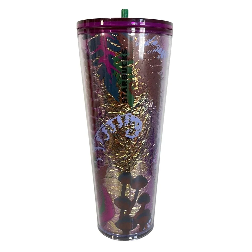 Starbucks Fall 2022 Foil Berry Woodland Mushrooms Venti Cup Tumbler 24‎ Oz